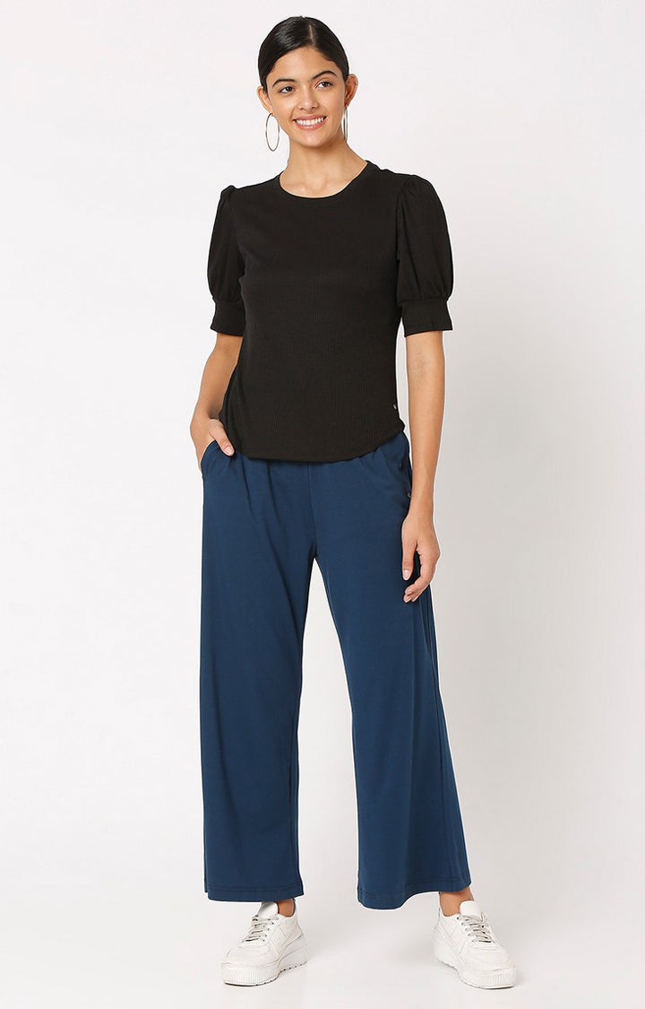 Spykar Navy Blue Blended Slim Fit Cutlottes For Women