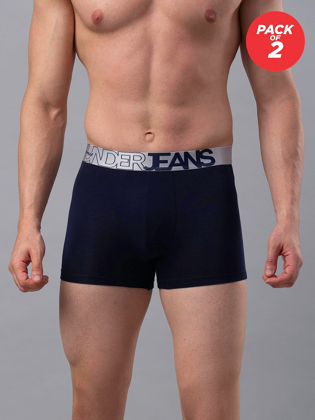 Men Cotton Blend Trunk Pack Of 2- Underjeans By Spykar