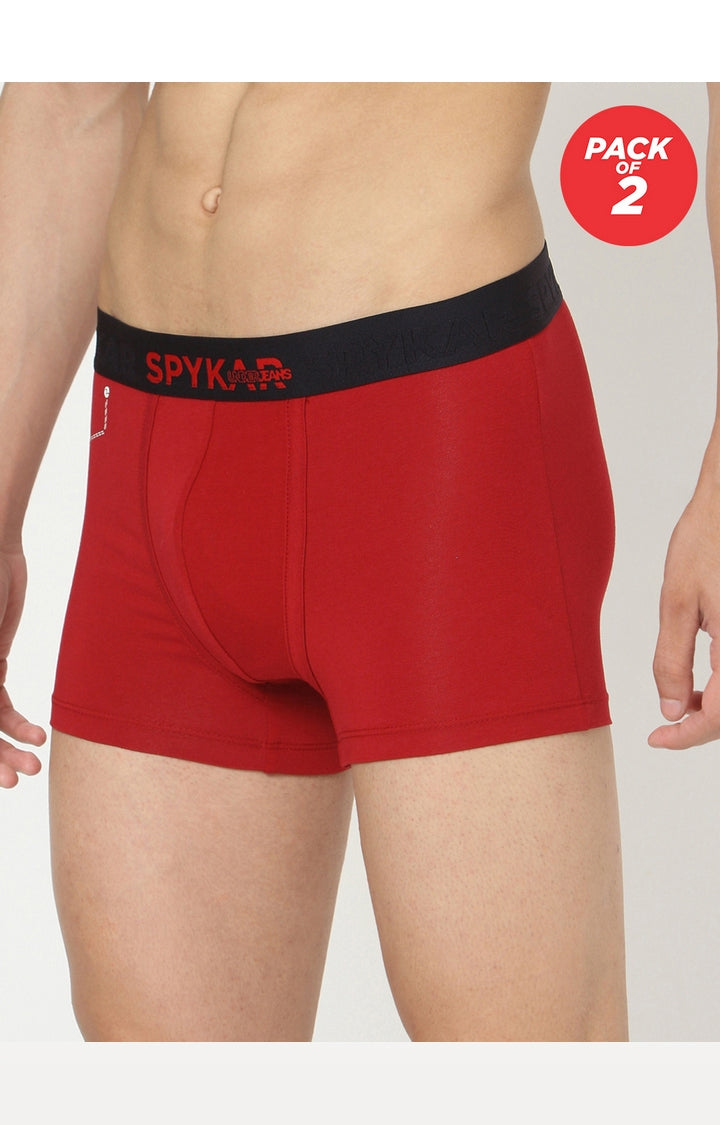 Men Cotton Blend Trunk Pack Of 2- Underjeans By Spykar