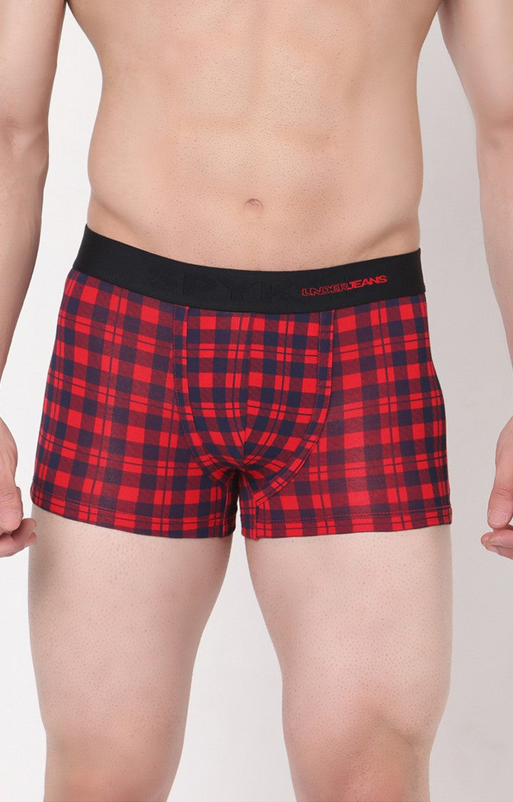 Blue-Check Cotton Trunk For Men - Underjeans By Spykar