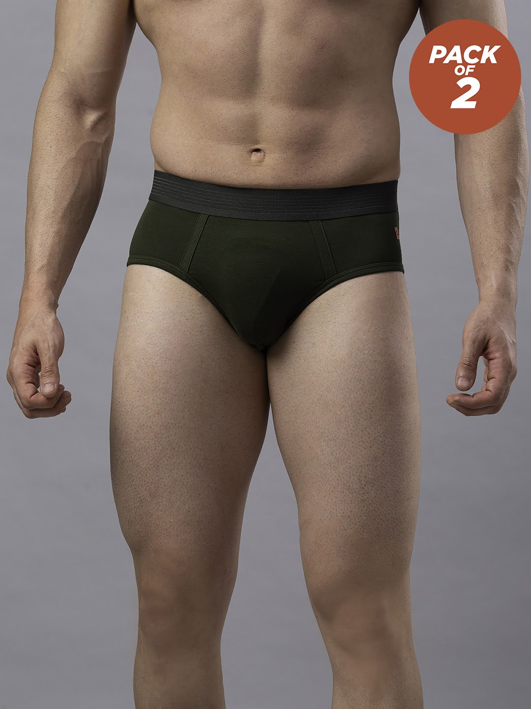 Underjeans By Spykar Men Cotton Blend Olive Brief