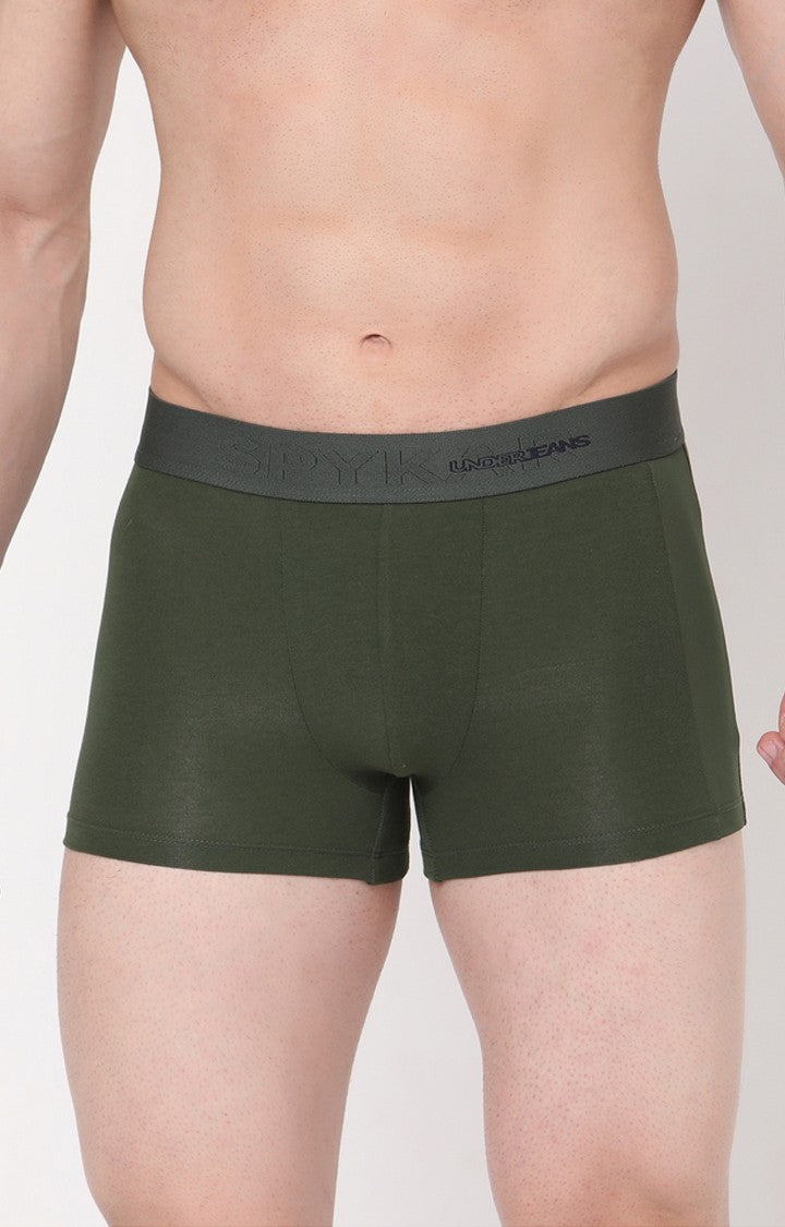 Olive Cotton Trunk For Men - Underjeans By Spykar