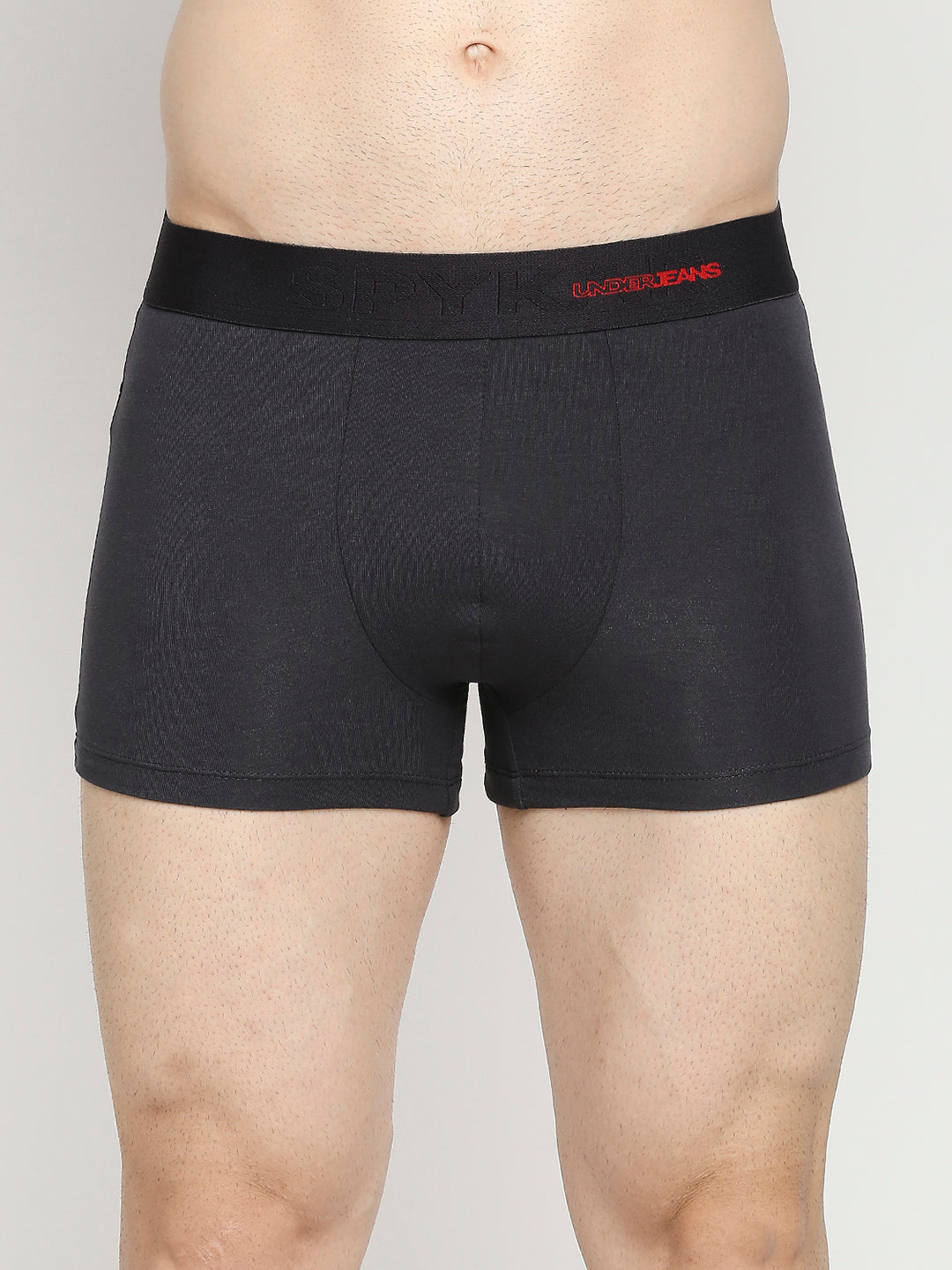 Men Cotton Blend Dark Grey Trunk- Underjeans By Spykar