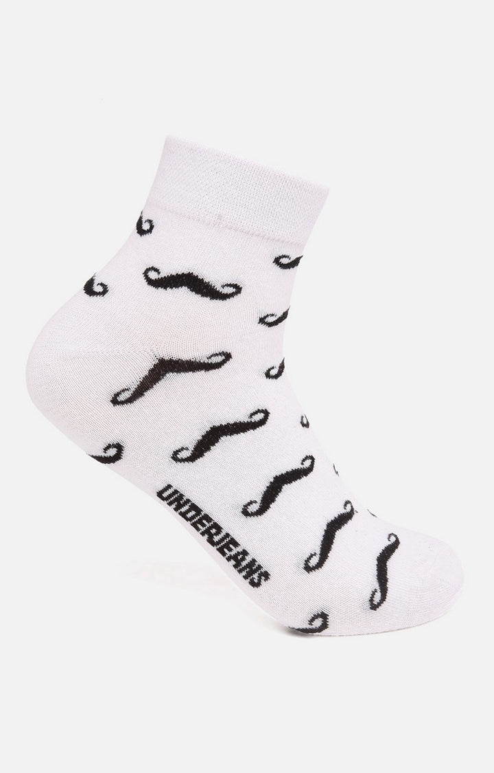 Men White Ankle Length (Non Terry) Single Pair Of Socks- Underjeans By Spykar