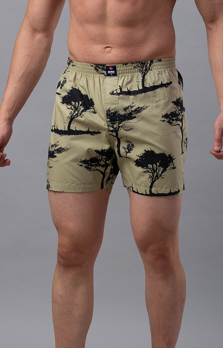 Beige Cotton Boxer For Men - Underjeans By Spykar