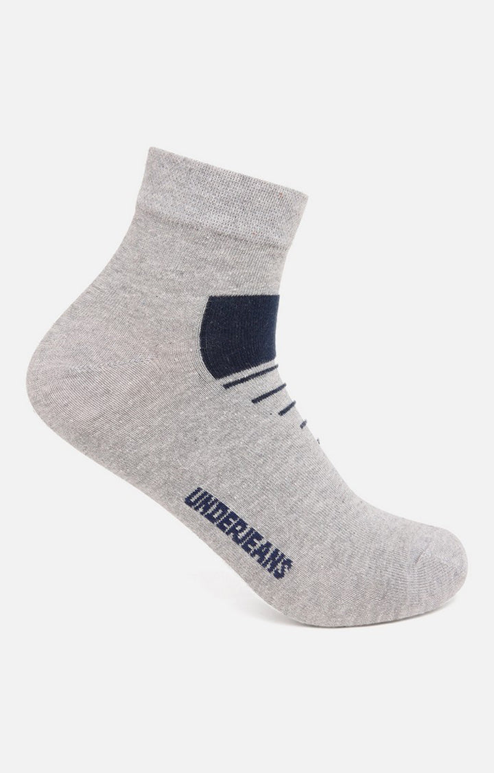 Men Grey Ankle Length (Non Terry) Single Pair Of Socks- Underjeans By Spykar