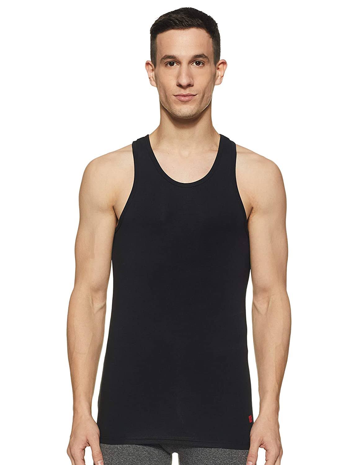 Men Black Vest- Underjeans By Spykar