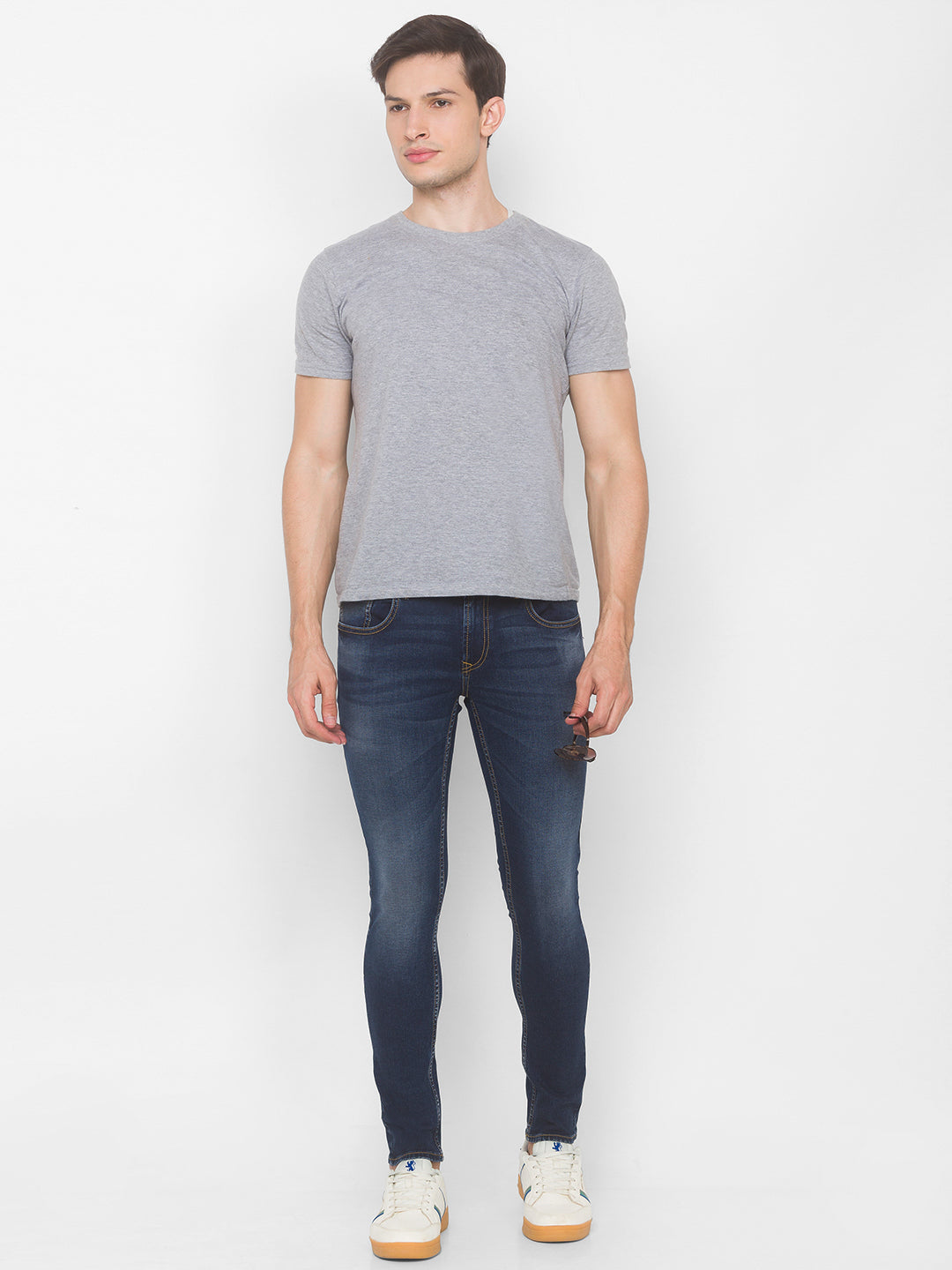 Spykar Men Mid Blue Solid Skinny Low-Rise Jeans (Supper Skinny)