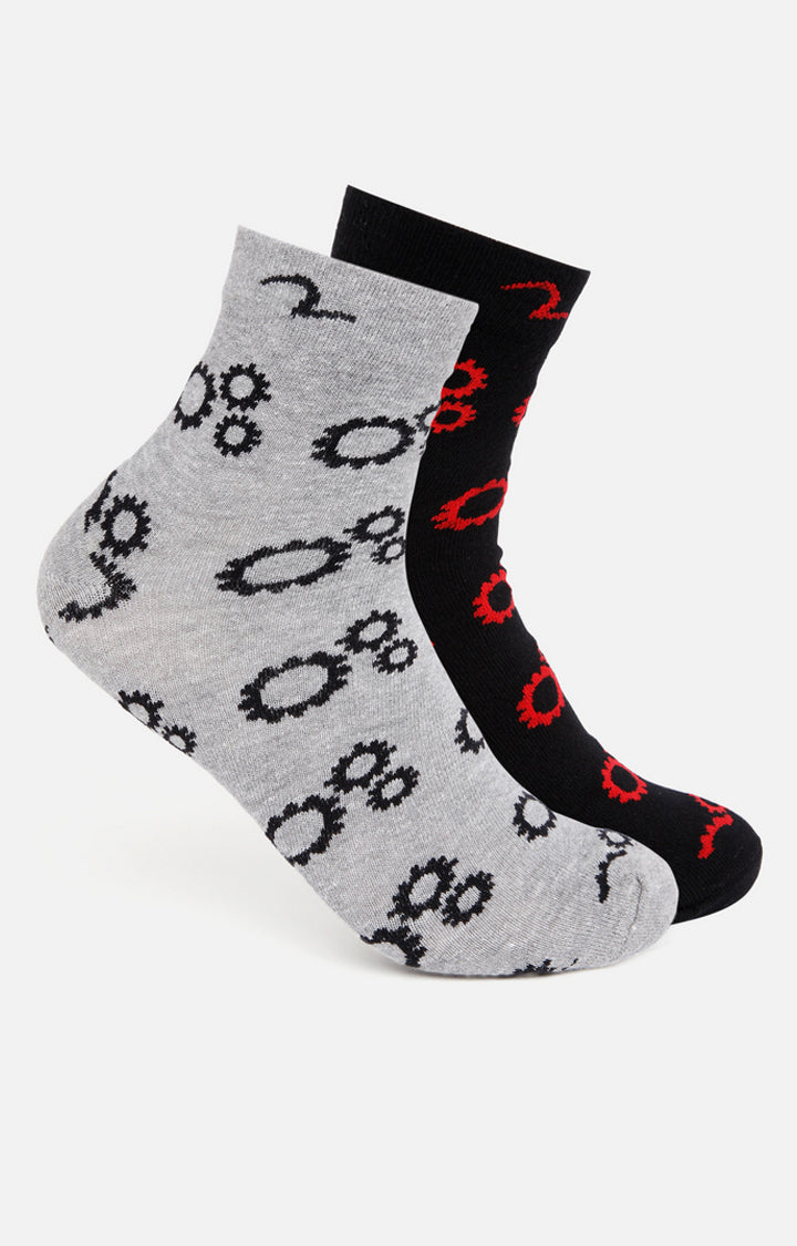 Spykar Black and Grey Melange Socks - Pack Of 2
