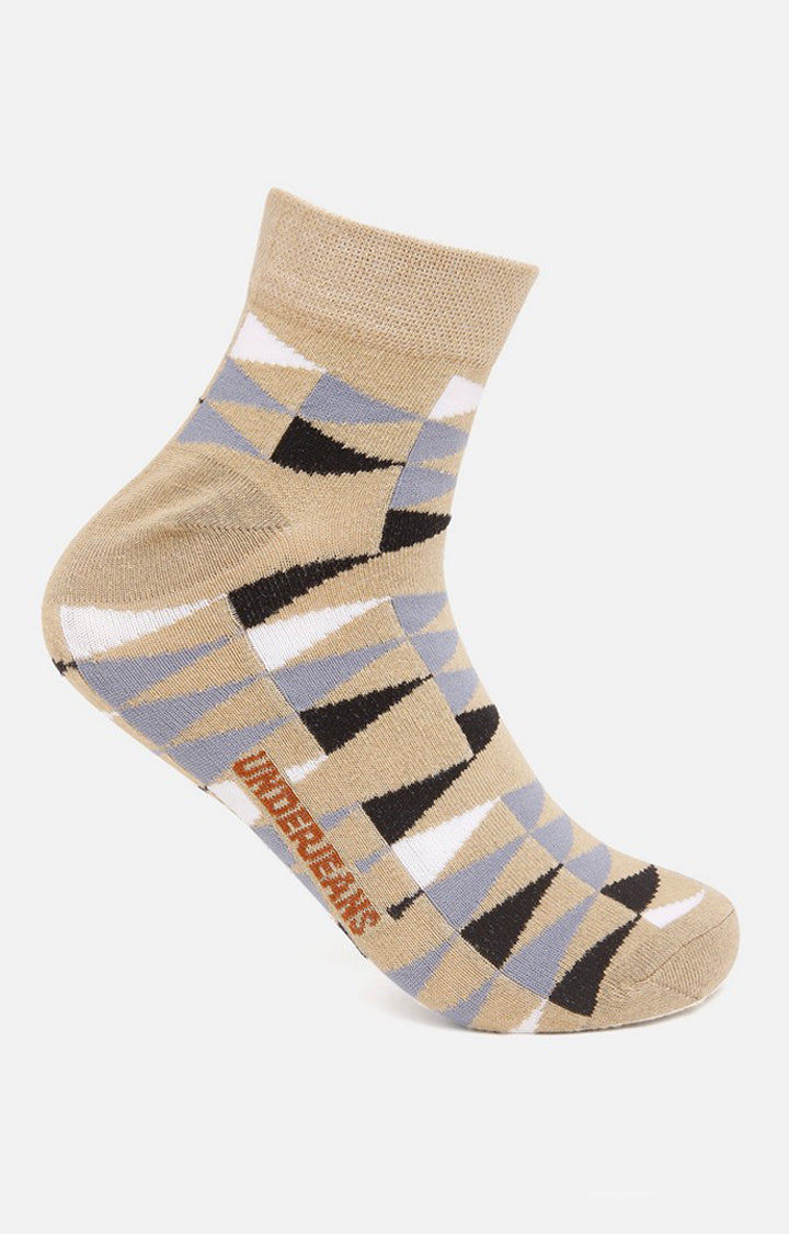 Men Beige Ankle Length (Non Terry) Single Pair Of Socks - Underjeans By Spykar
