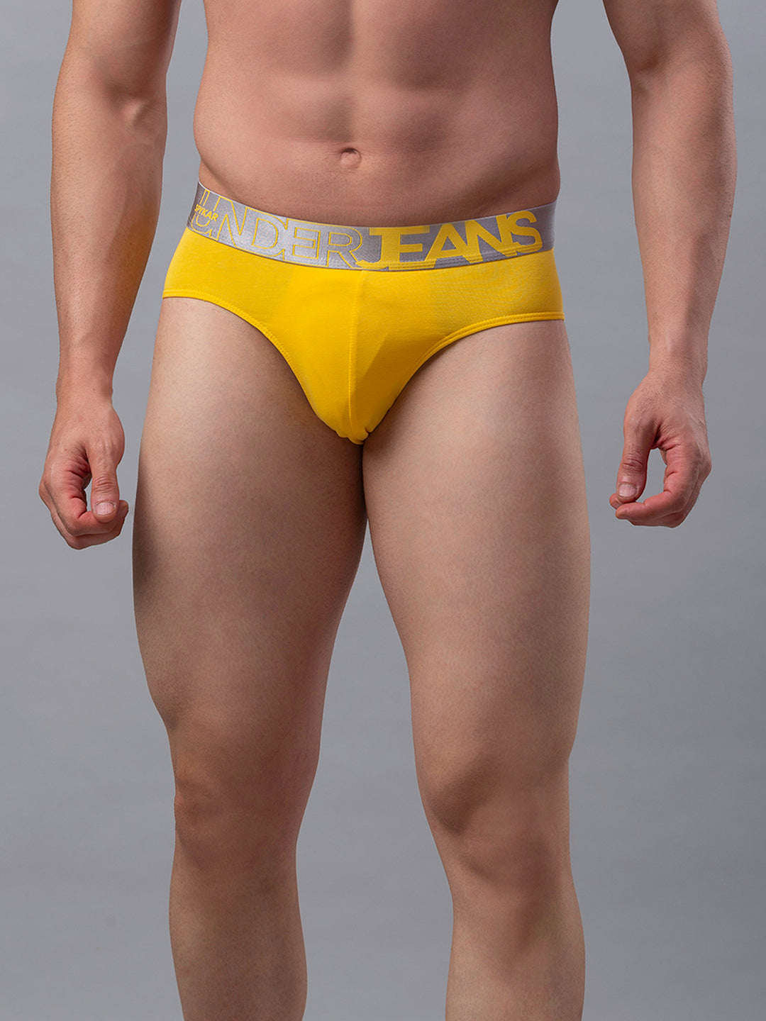 Underjeans By Spykar Men Cotton Blend Yellow Brief