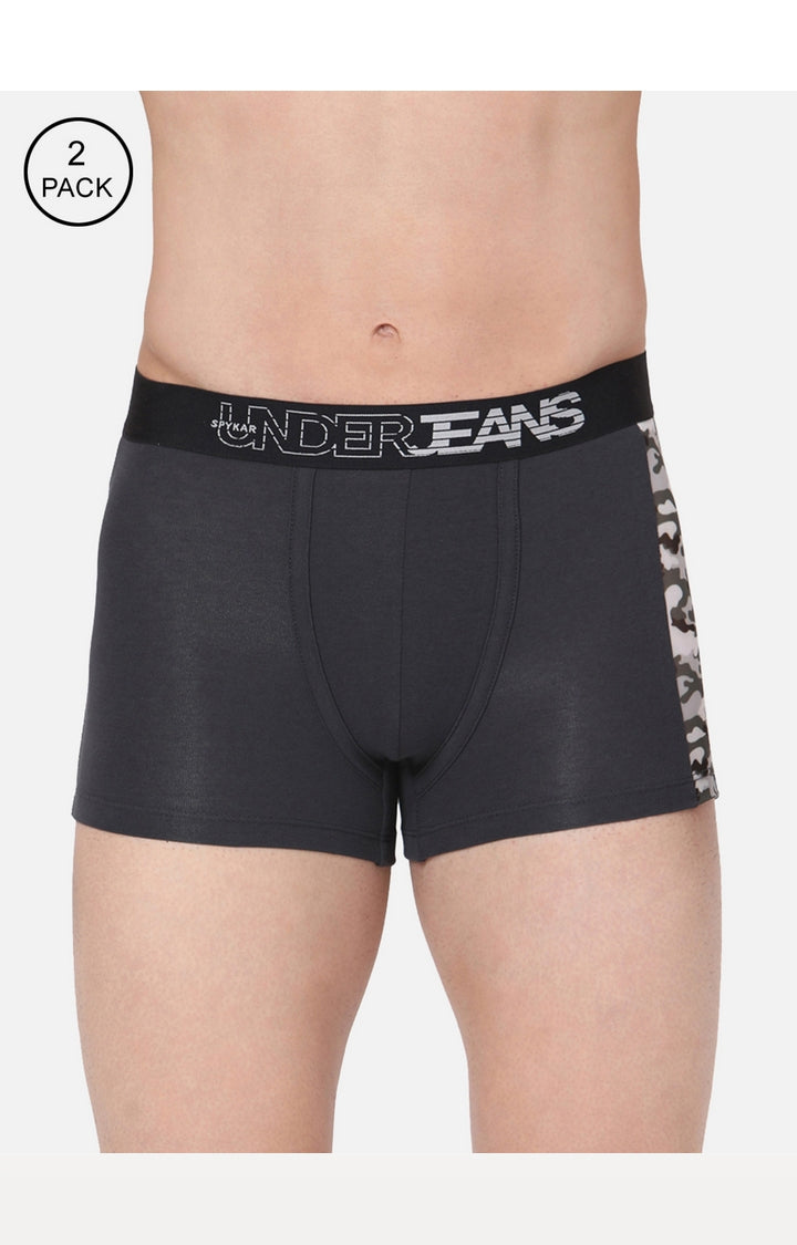 Men Cotton Blend Trunk Pack Of 2- Underjeans By Spykar
