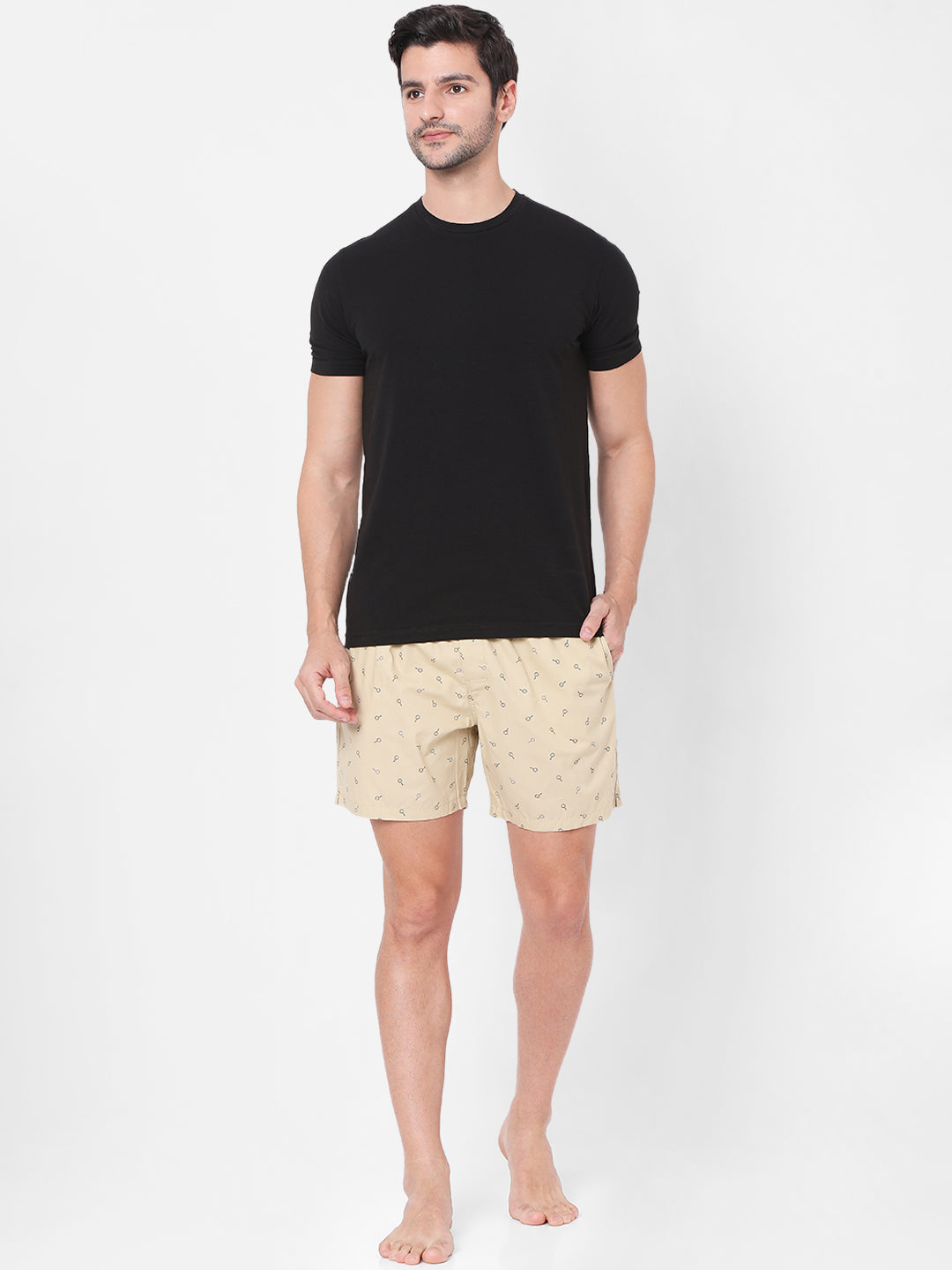 Men Beige Cotton Boxers - Underjeans By Spykar