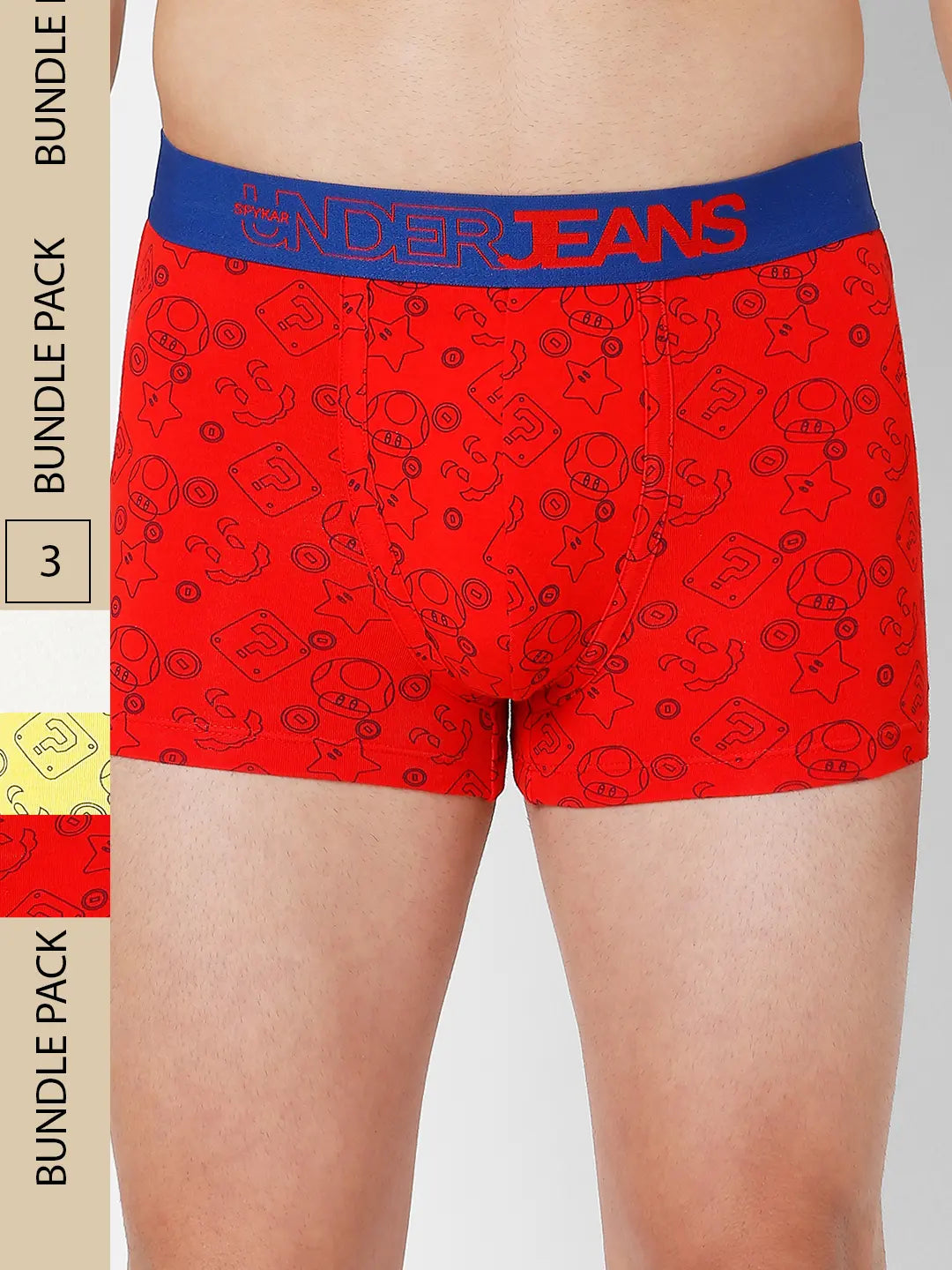 Men Assorted Cotton Blend Printed Trunk - Pack Of 3- Underjeans By Spykar