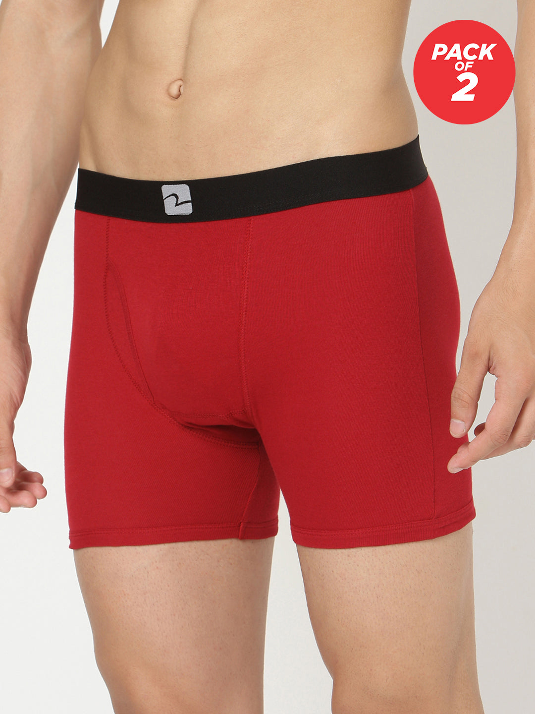 Maroon Cotton Trunk For Men (Pack Of 2)- Underjeans By Spykar