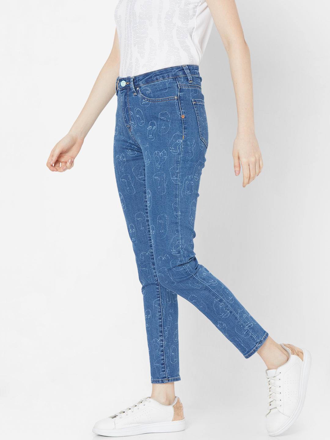 Spykar Women Mid Blue Solid Skinny Mid-Rise Jeans (Adora)