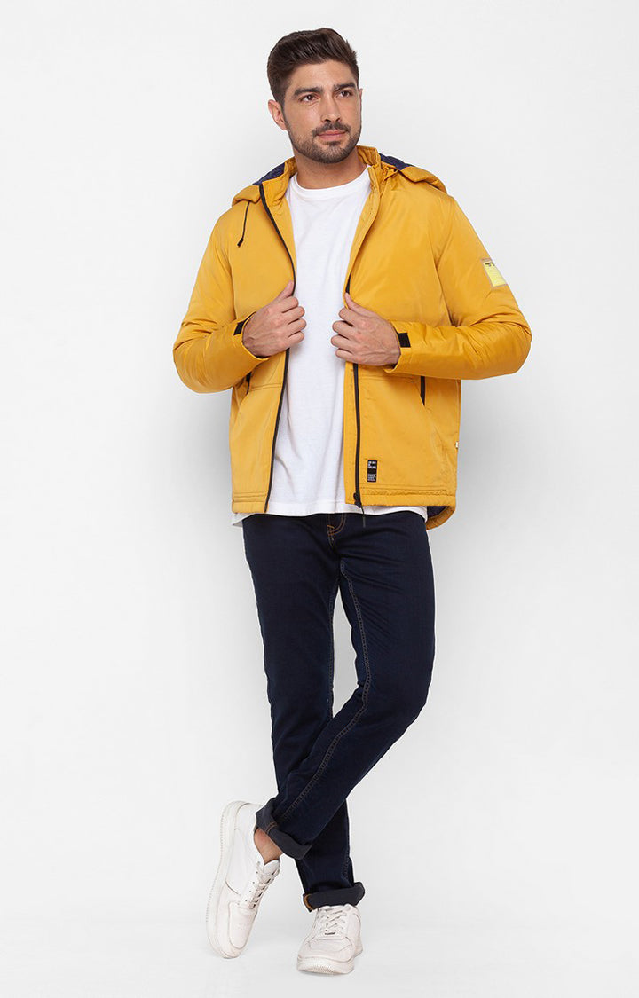Spykar Chrome Yellow Polyester Full Sleeve Casual Jacket For Men