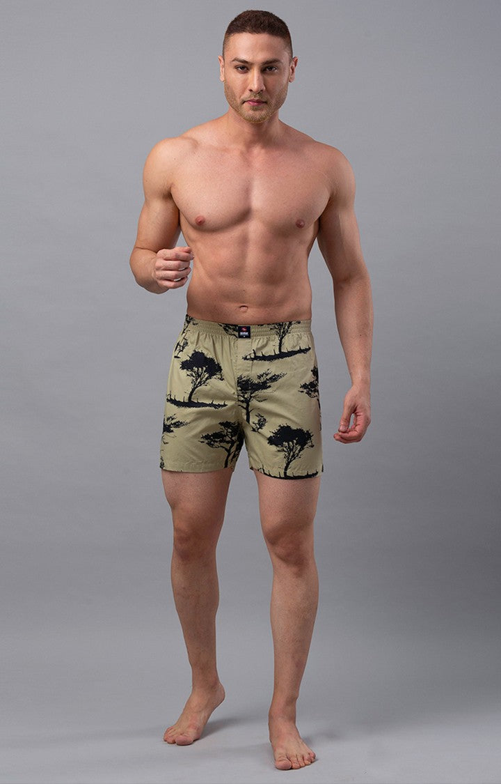 Beige Cotton Boxers For Men - (Pack Of 2)- Underjeans By Spykar