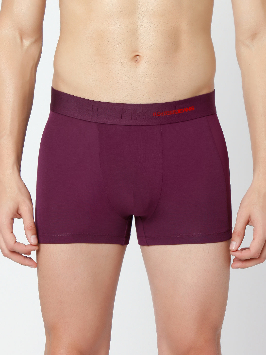 Men Black & Purple Cotton Blend Trunk (Pack Of 2)- Underjeans By Spykar