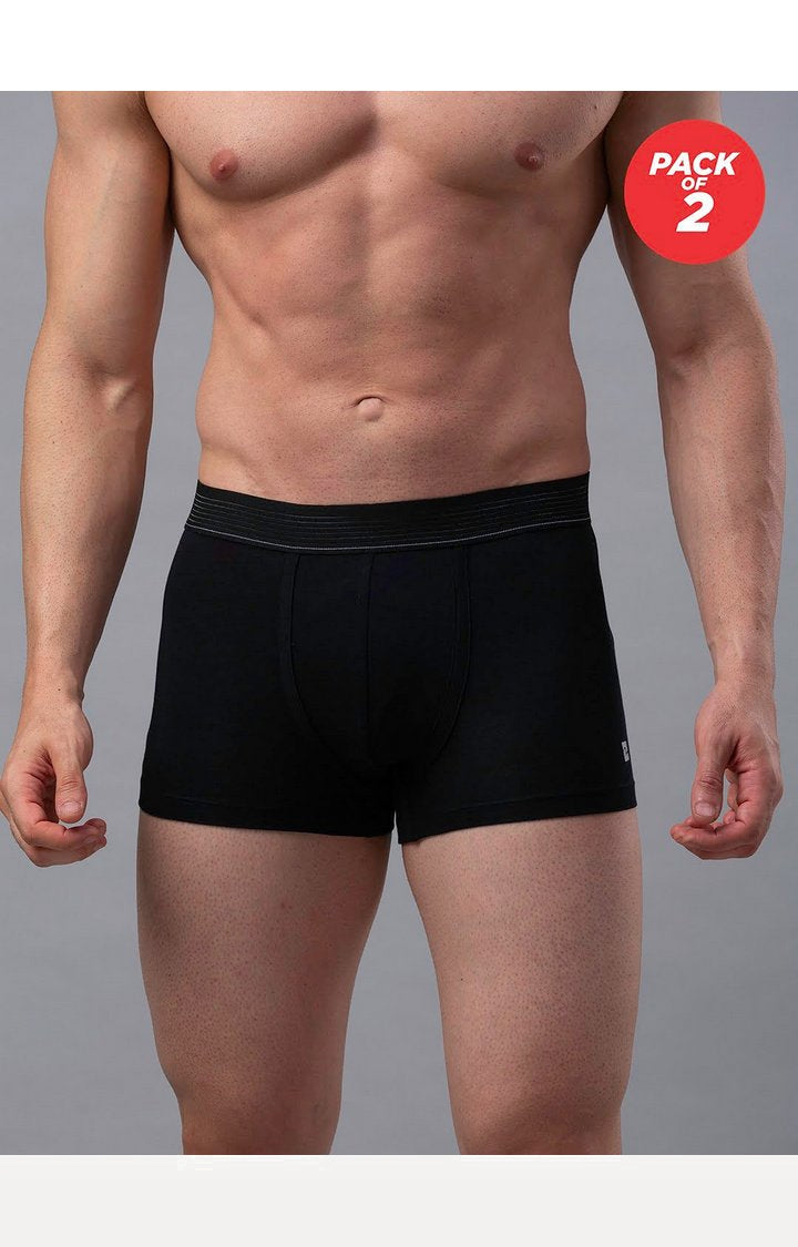 Men Cotton Blend Trunk Pack Of 2- Underjeans By Spykar