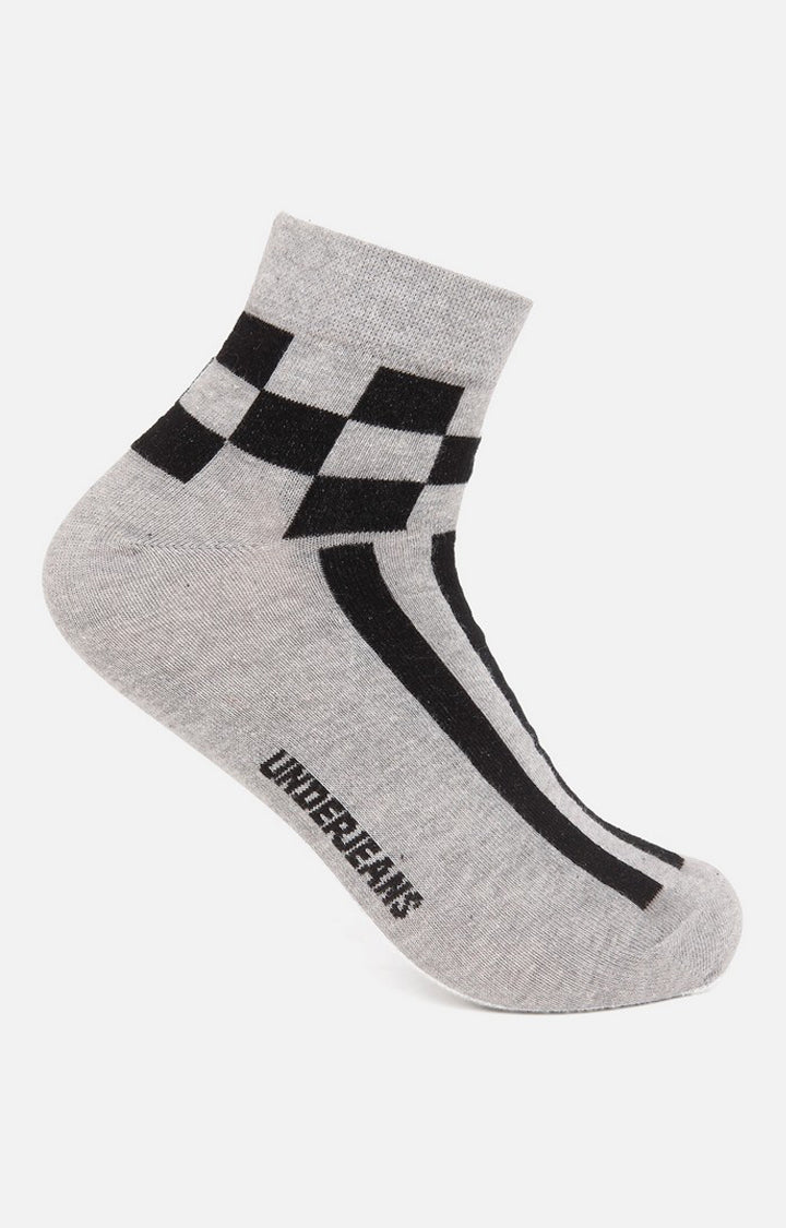 Men Grey Ankle Length (Non Terry) Single Pair Of Socks- Underjeans By Spykar