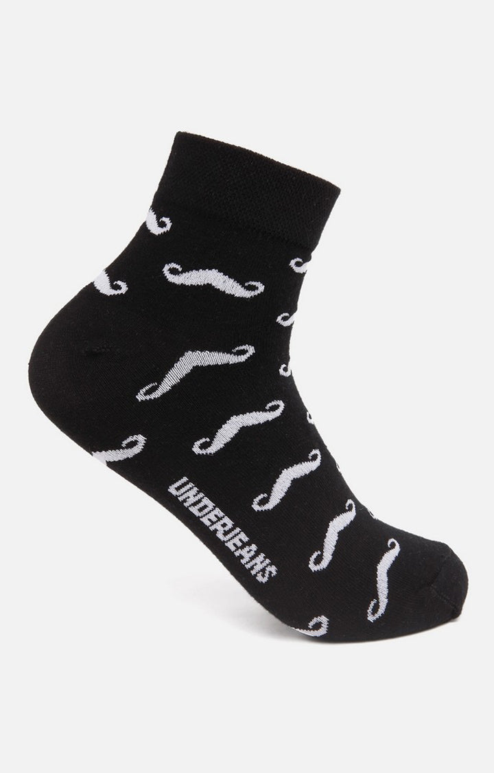 Men Black Navy White Ankle Length (Non Terry) (Pack Of 3) Socks- Underjeans By Spykar