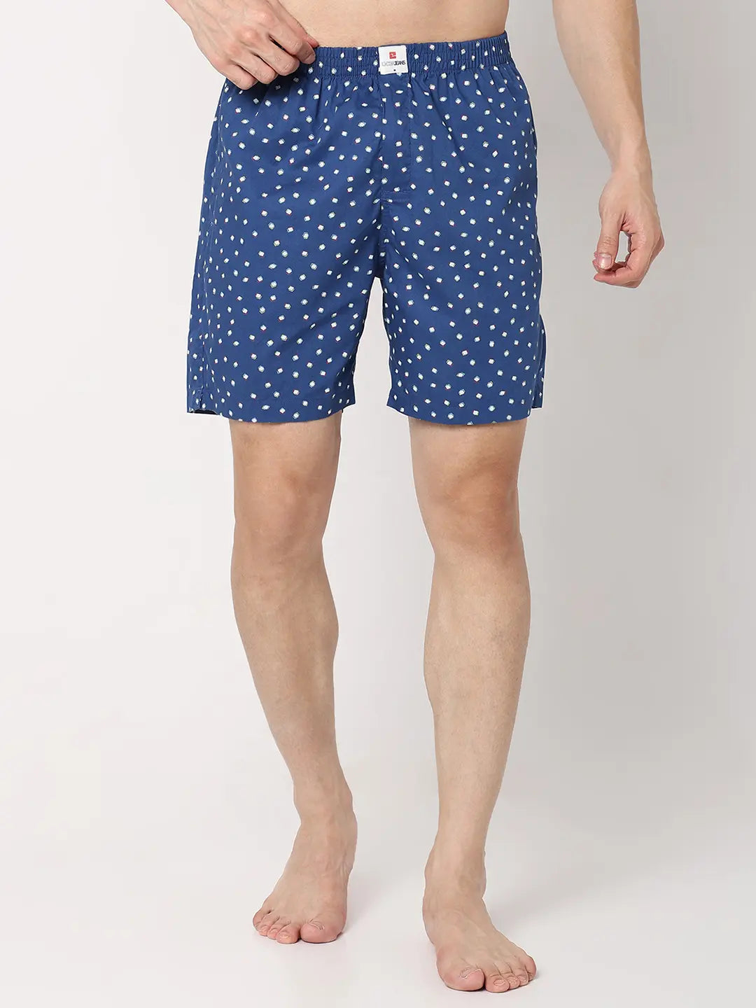Underjeans By Spykar Men Blue Cotton Blend Regular Fit Boxer Shorts