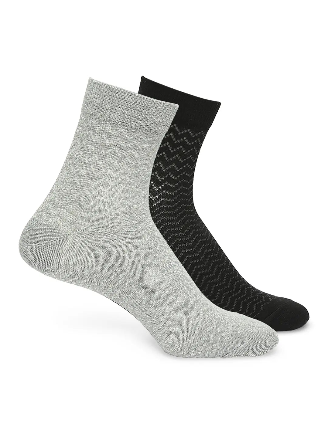 Men Black & Grey Melange Ankle Length Socks - Pack Of 2- Underjeans By Spykar