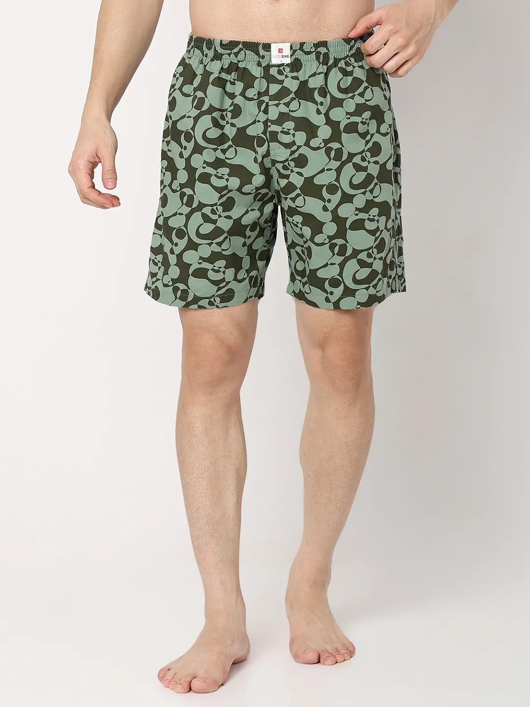 Underjeans By Spykar Men Green Cotton Blend Regular Fit Boxer Shorts