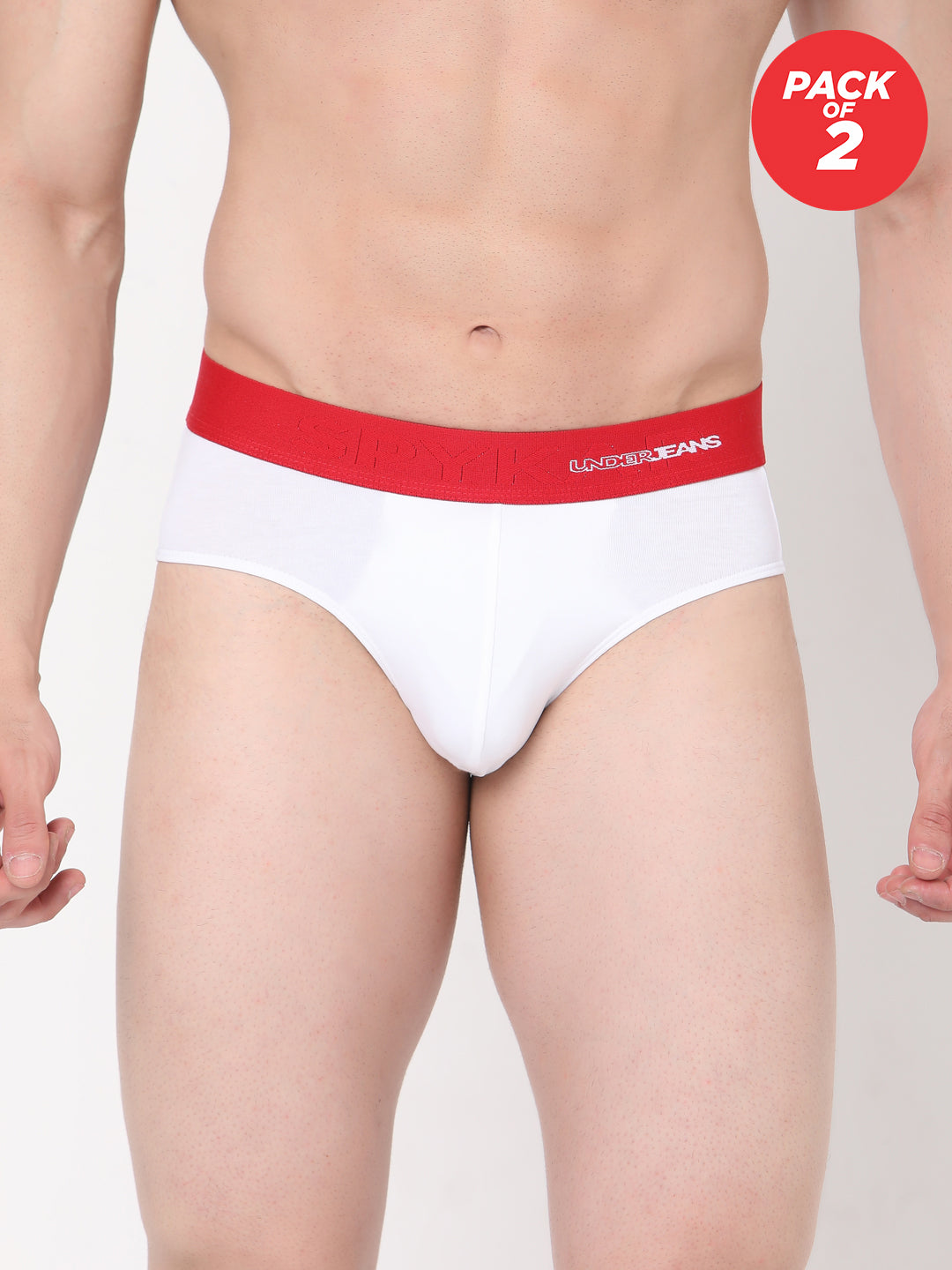 Underjeans By Spykar Men Cotton Blend White Brief - (Pack Of 2)
