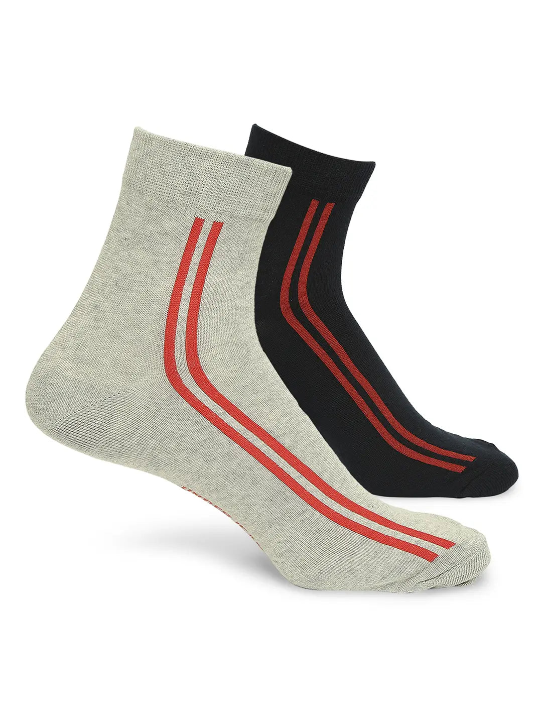 Men Navy & Grey Melange Ankle Length Socks - Pack Of 2- Underjeans By Spykar