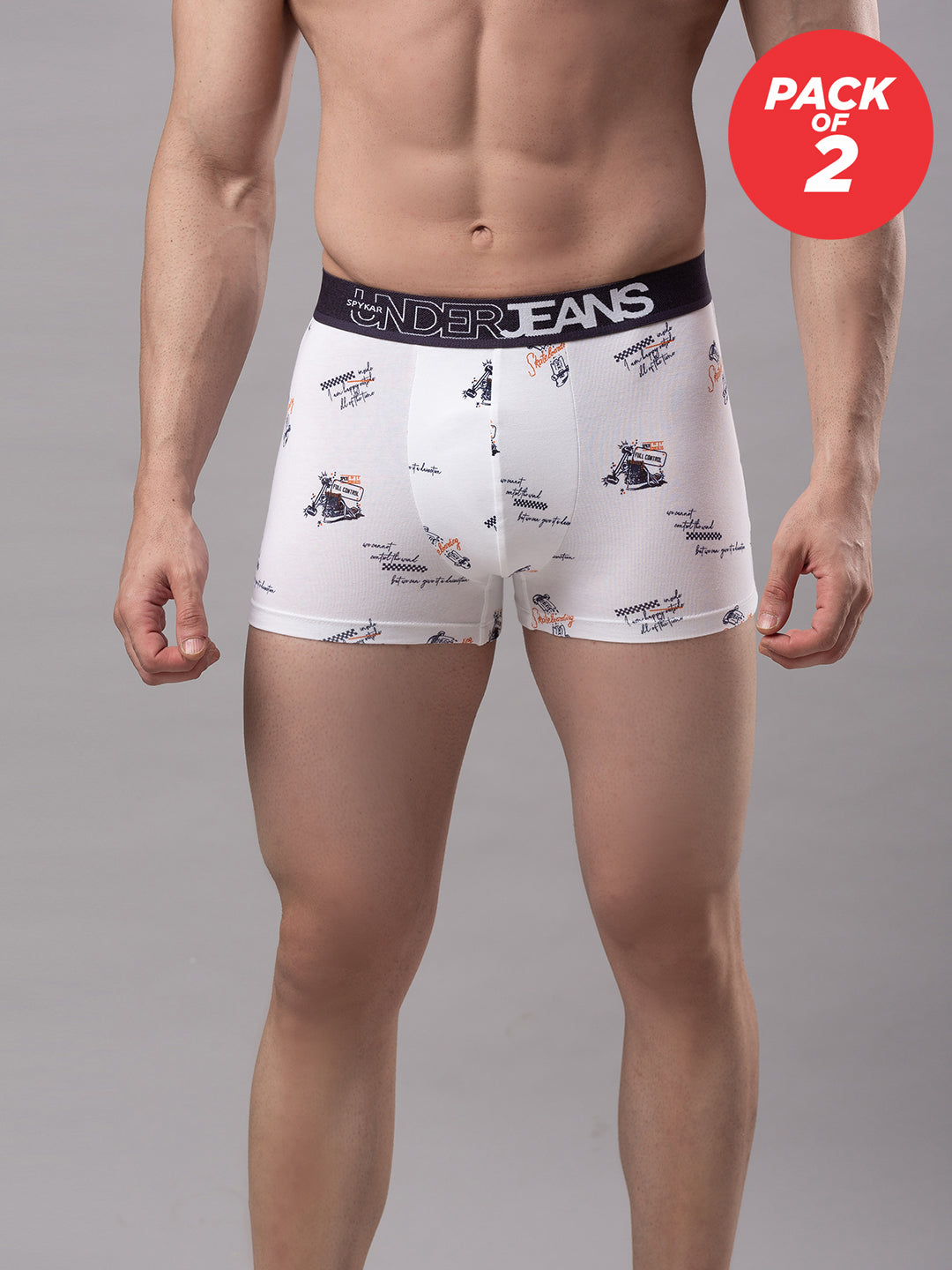 Underjeans By Spykar Men Cotton Blend White Trunk - (Pack Of 2)