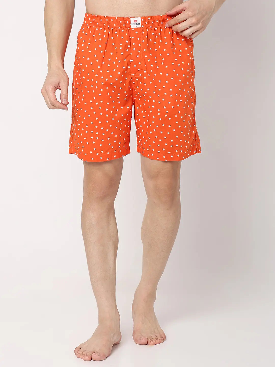 Underjeans By Spykar Men Orange Cotton Blend Regular Fit Boxer Shorts