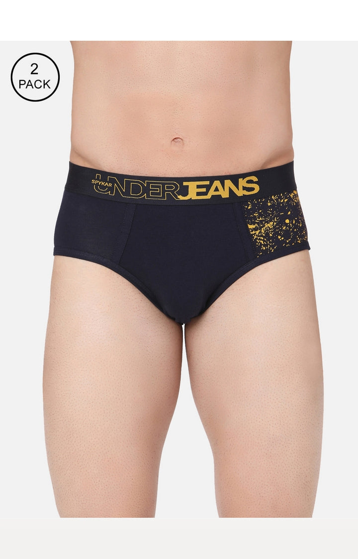 Men Cotton Blend Brief (Pack Of 2)- Underjeans By Spykar