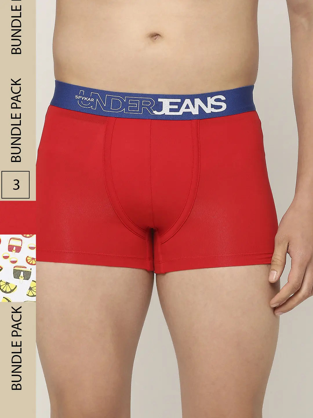 Men Assorted Cotton Blend Printed Trunk - Pack Of 3- Underjeans By Spykar