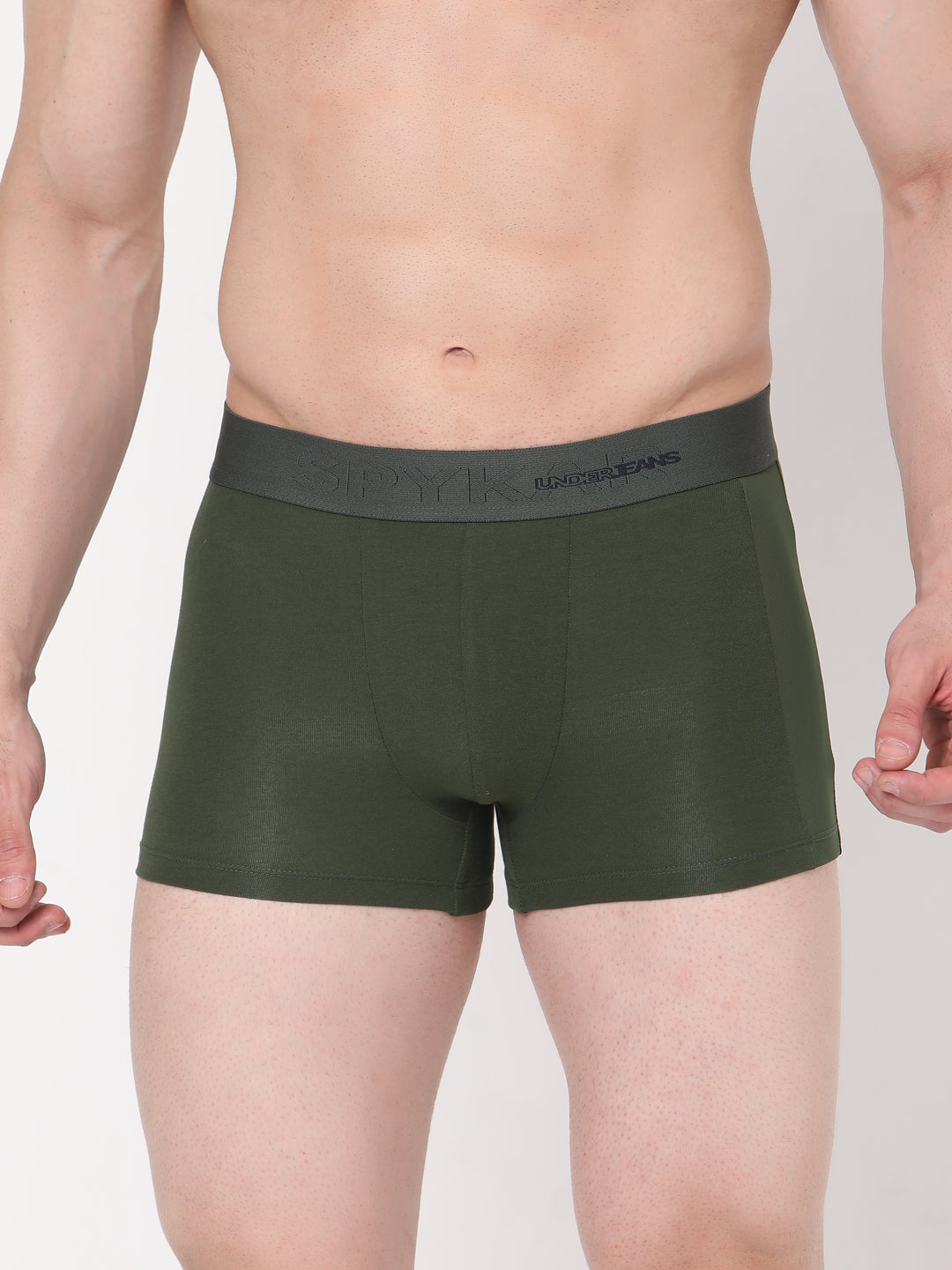 Men Cotton Blend Olive Trunk - (Pack Of 2)- Underjeans By Spykar