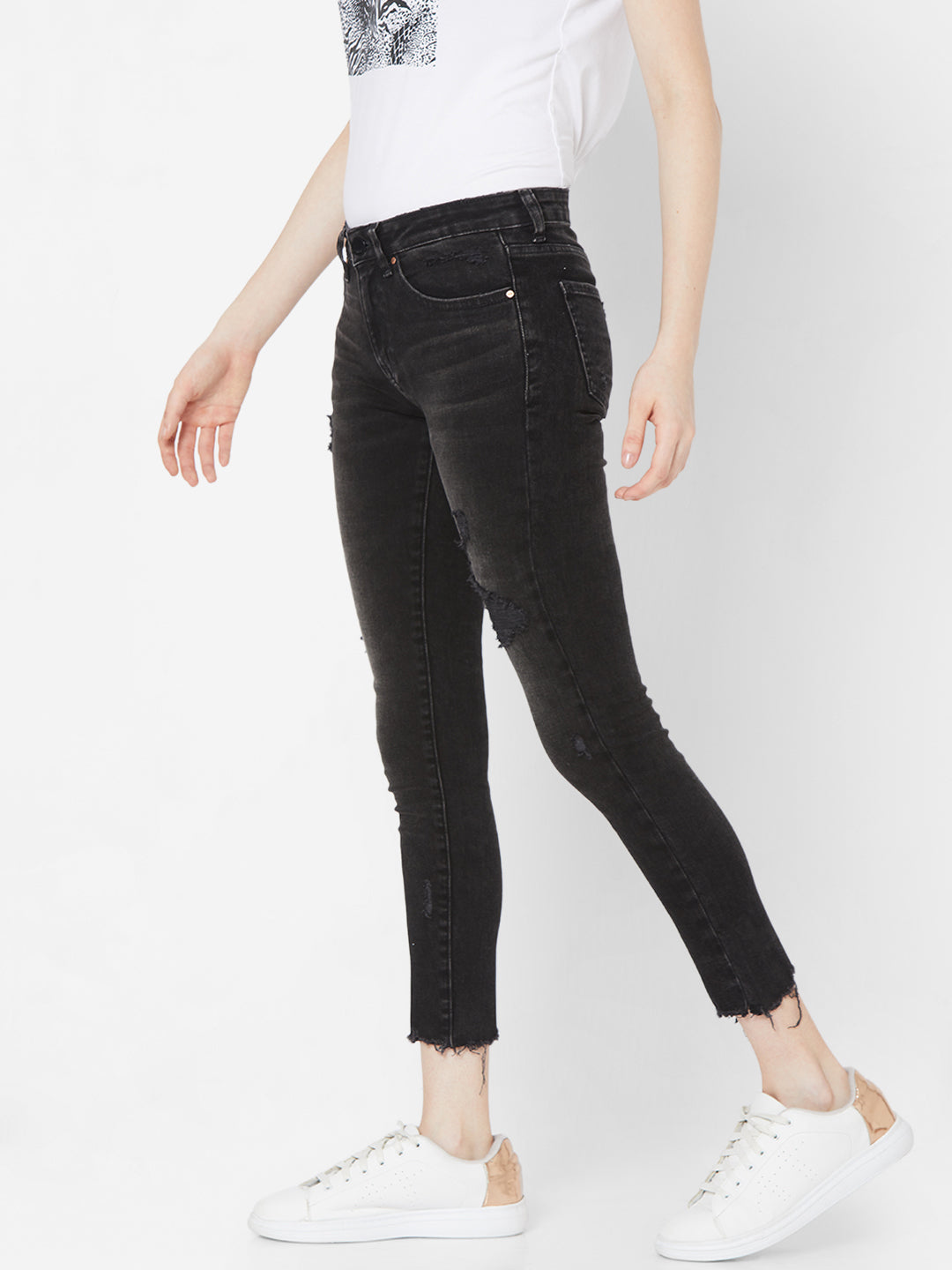 Spykar Women Black Cotton Super Skinny Fit Regular Length Jeans