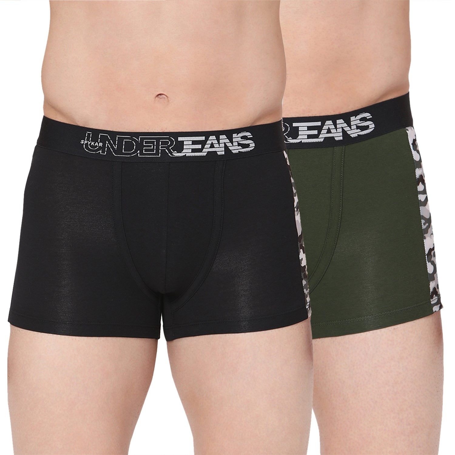 Men Cotton Blend Trunk Pack Of 2- Underjeans By Spykar