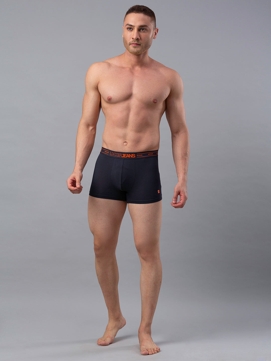 Underjeans By Spykar Men Grey Cotton Blend Trunk