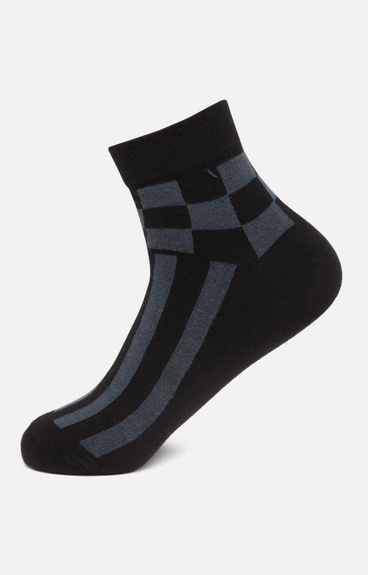 Men Black Ankle Length (Non Terry) Single Pair Of Socks - Underjeans By Spykar