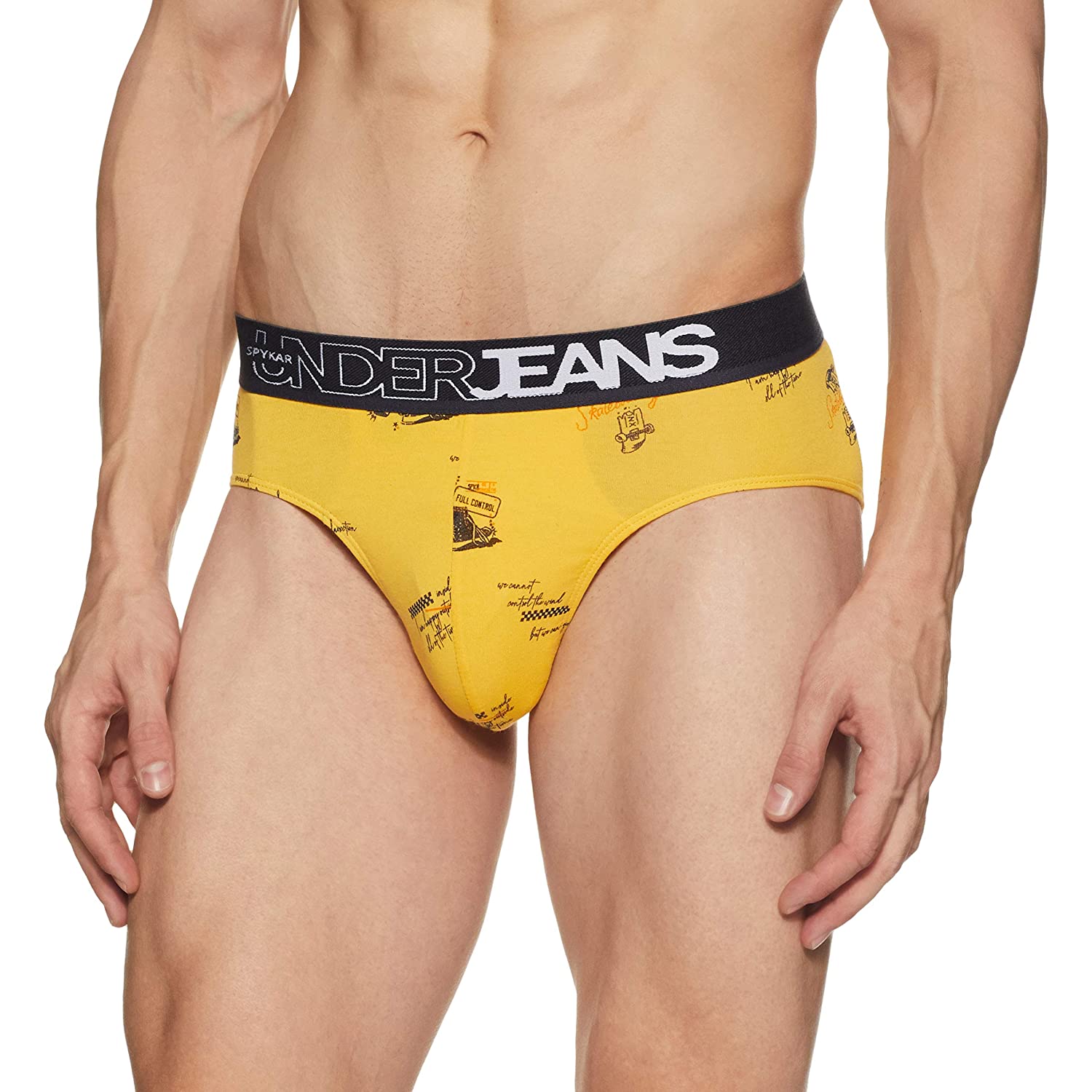 Yellow Cotton Brief For Men - Underjeans By Spykar