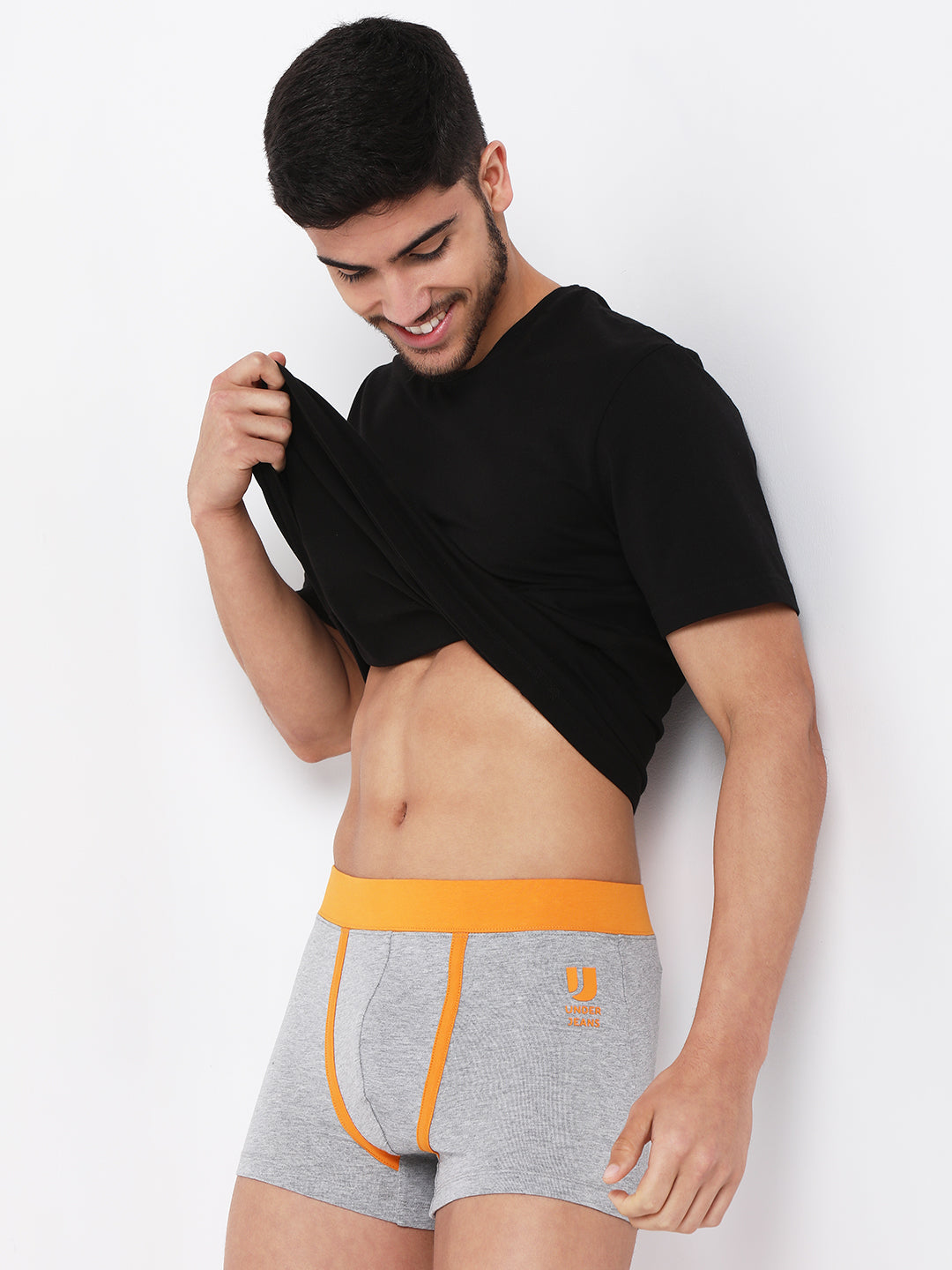 Men Cotton Blend Grey Trunk- Underjeans By Spykar