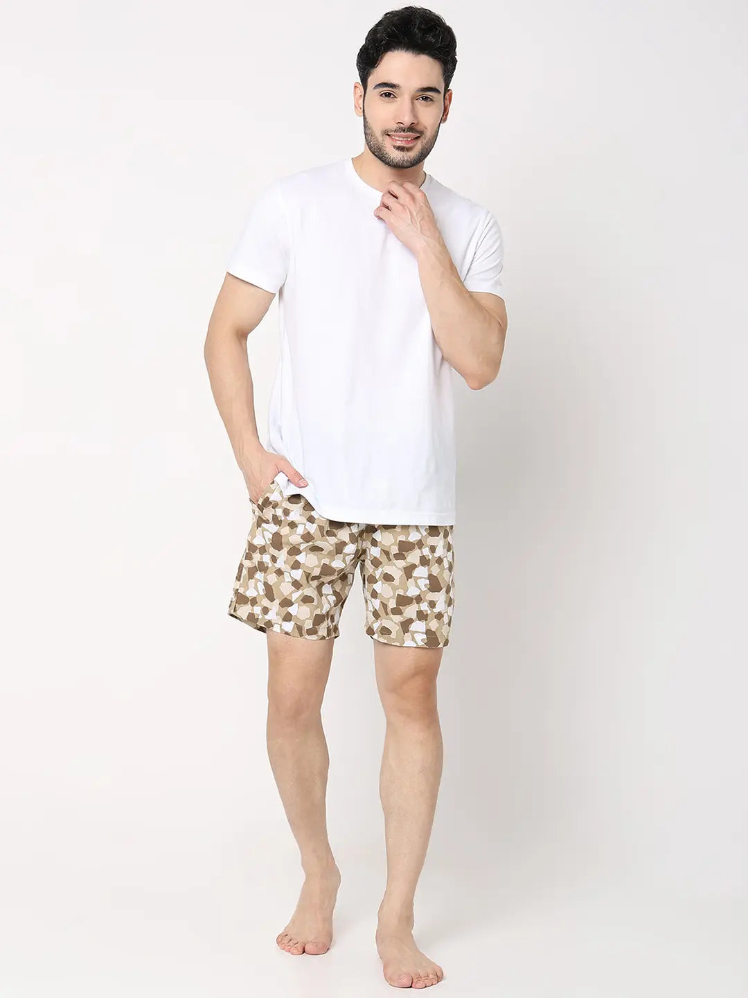 Underjeans By Spykar Men Beige Cotton Blend Regular Fit Boxer Shorts