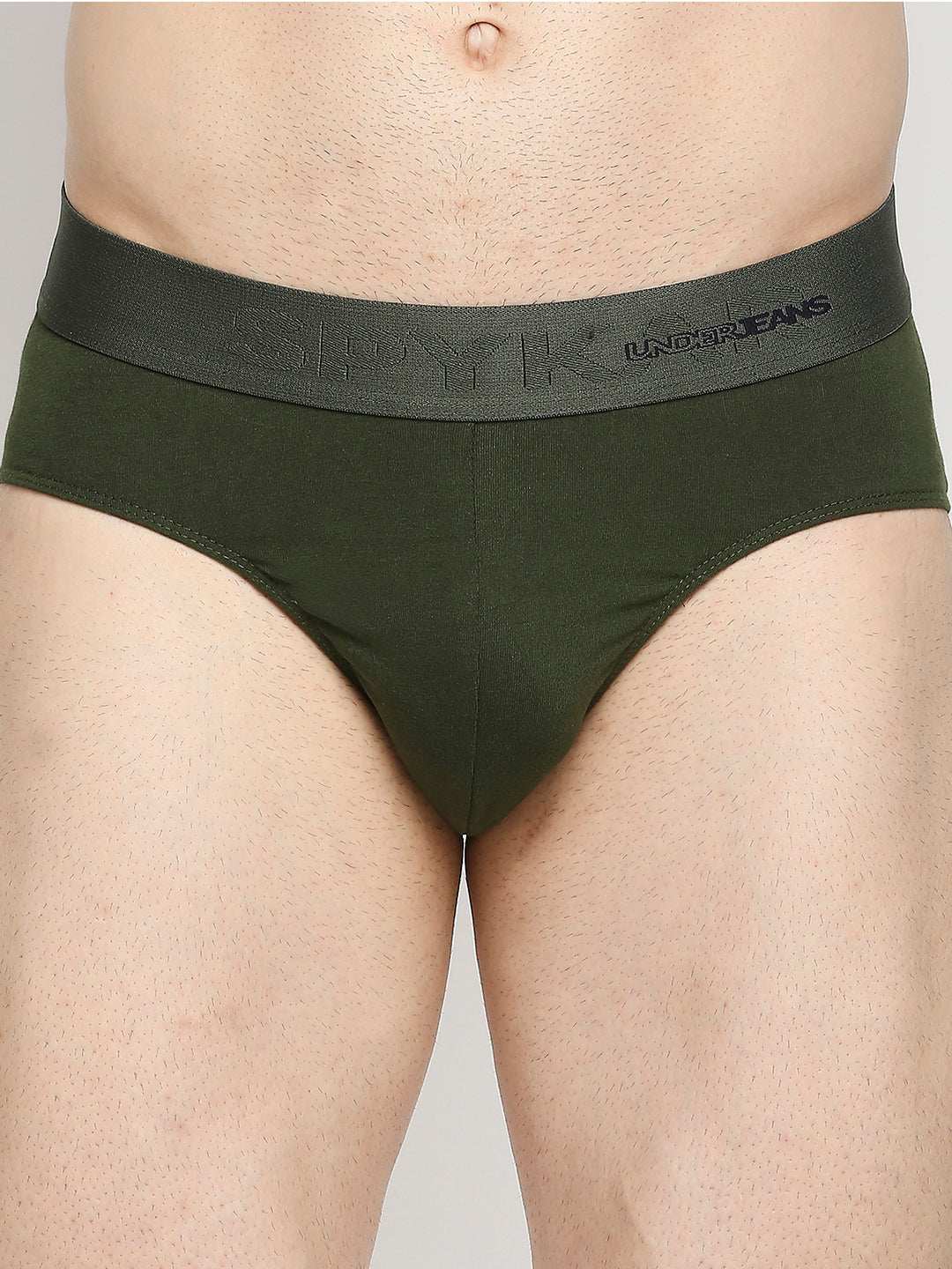 Underjeans By Spykar Men Cotton Blend Olive Brief