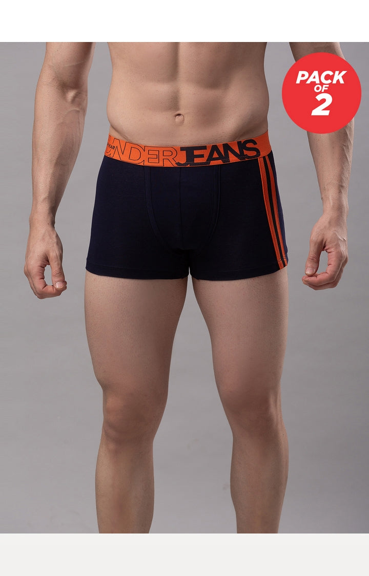 Men Cotton Blend Trunk Pack Of 2- Underjeans By Spykar