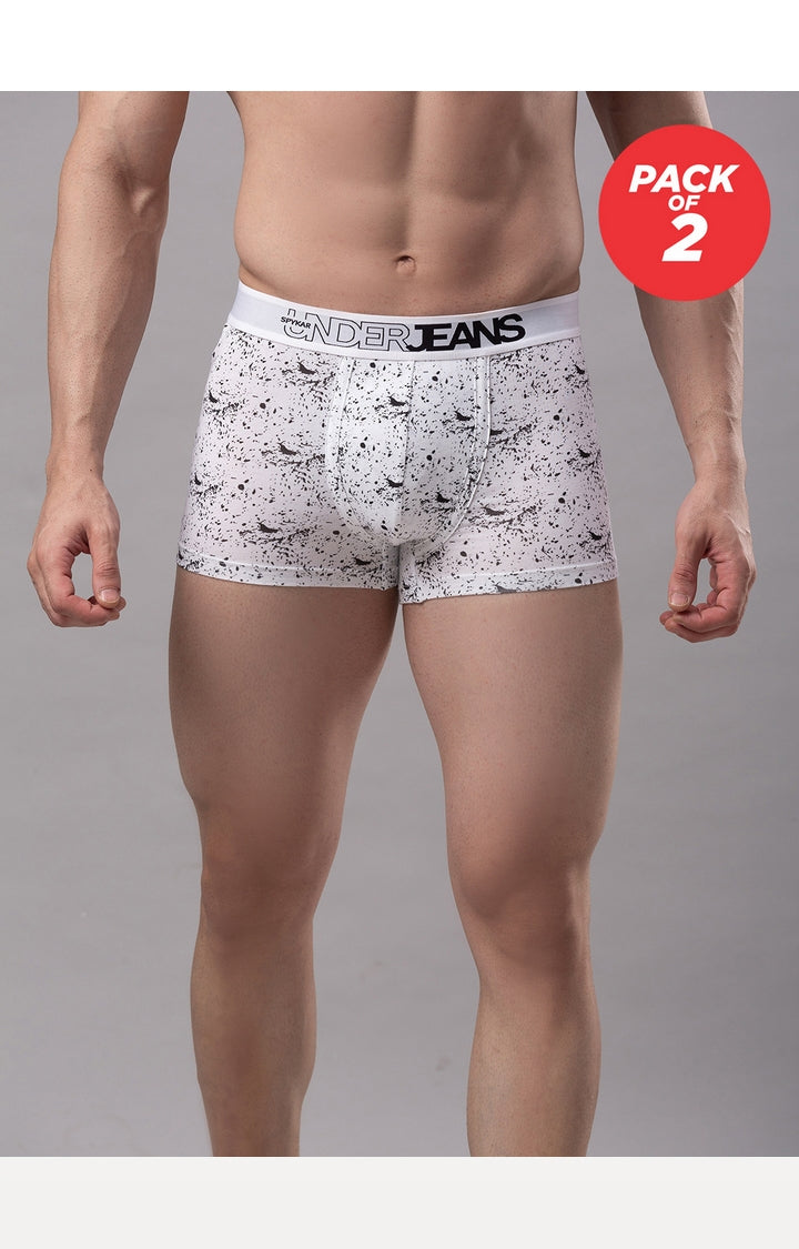 Men Cotton Blend Trunk Pack Of 2- Underjeans By Spykar