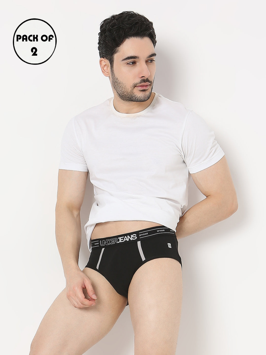 Underjeans by Spykar Men Pack of 2 Black-Red Brief