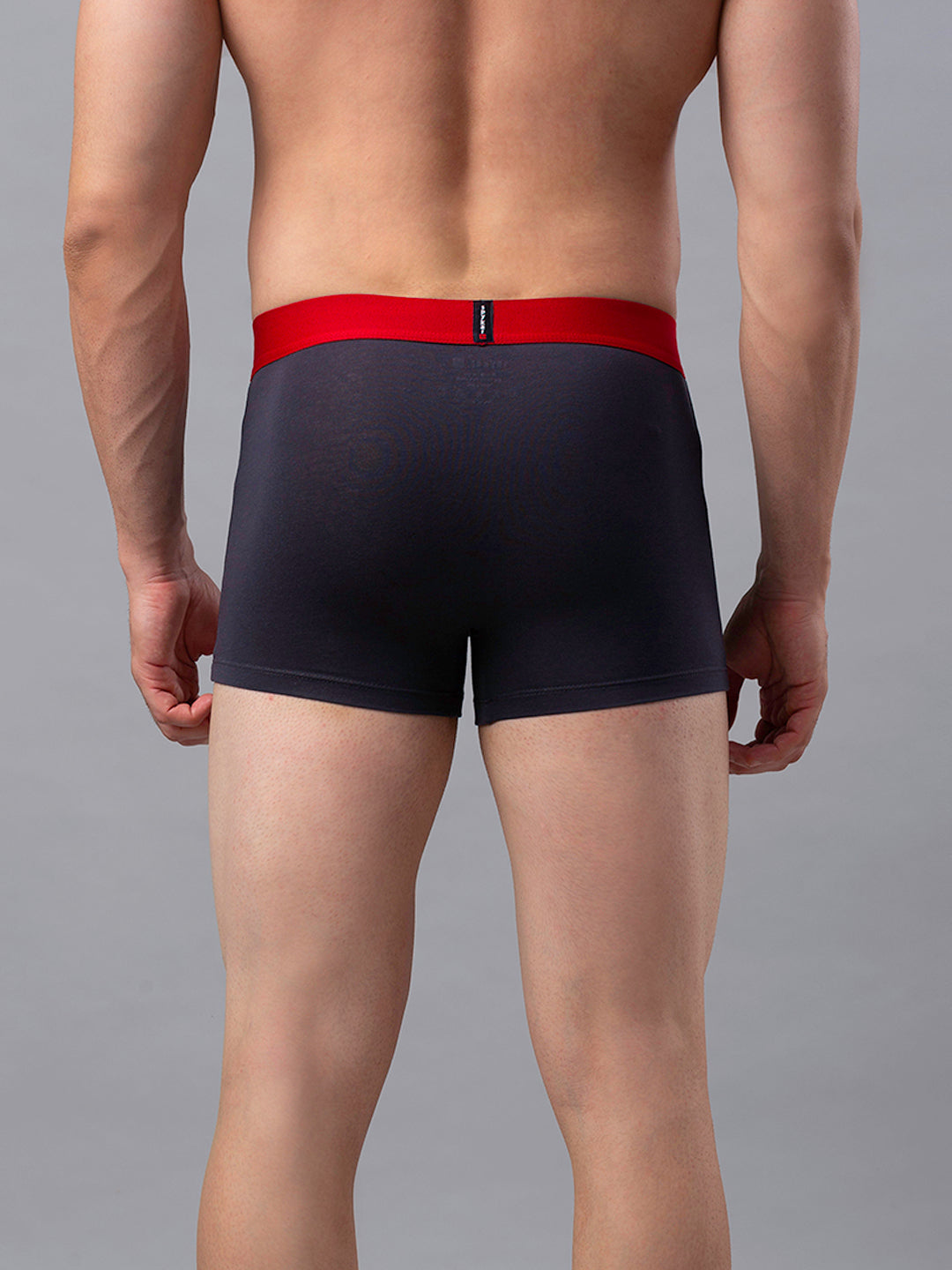 Men Premium Grey-Red Cotton Blend Trunk- UnderJeans by Spykar