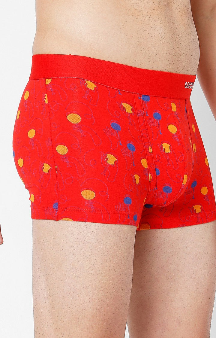Underjeans By Spykar Men Red Cotton Blend Printed Trunk
