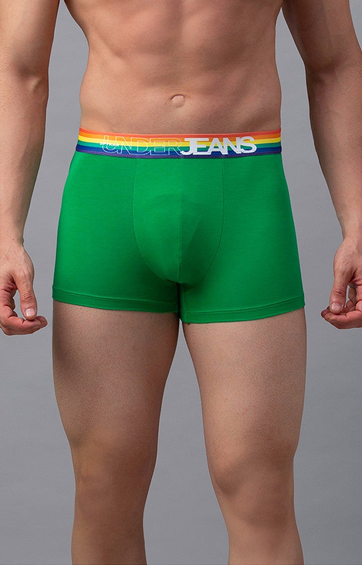 Underjeans By Spykar Men Green Solid Trunks